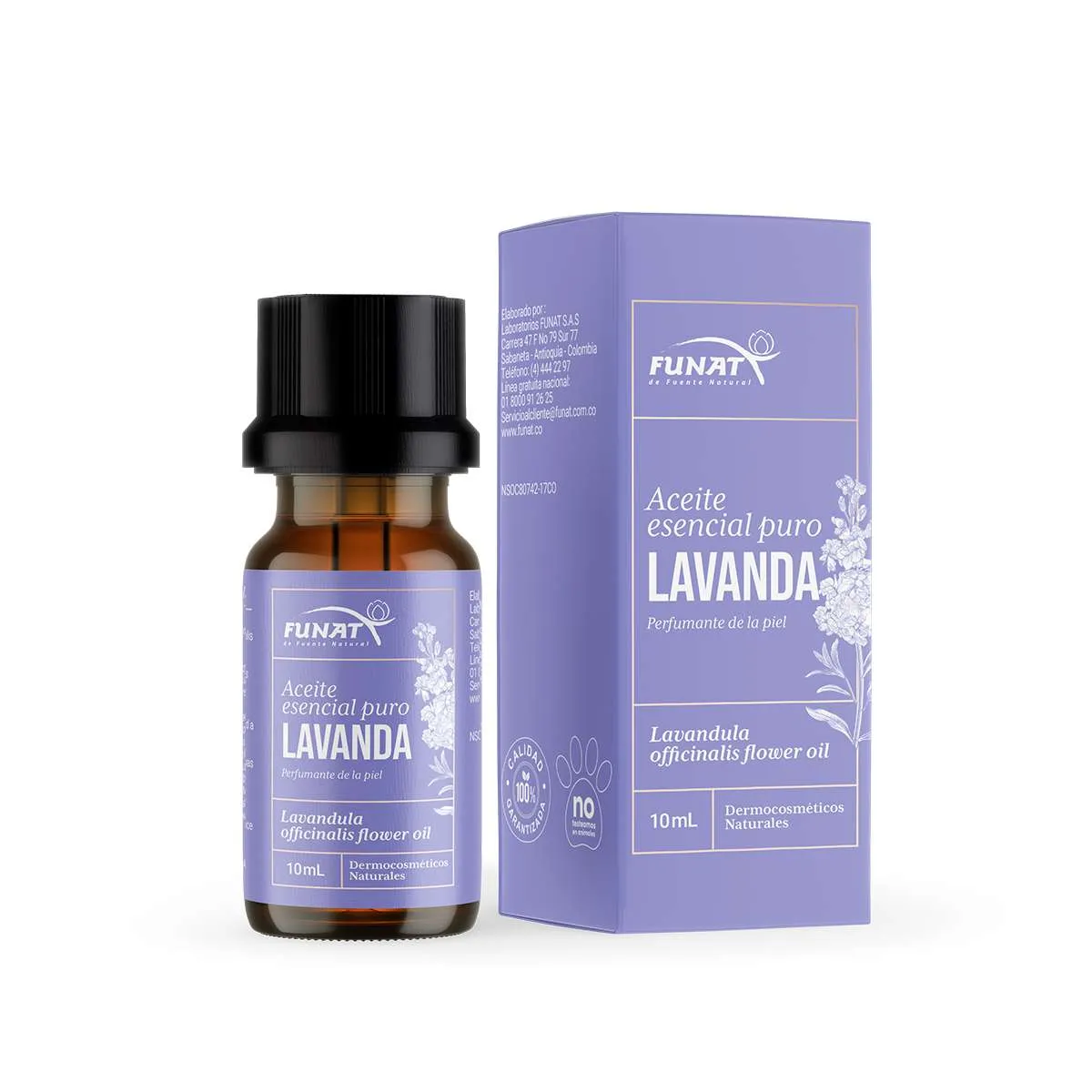 Aceite esencial puro de lavanda Funat 10 ml, ideal para aromaterapia y perfumar la piel