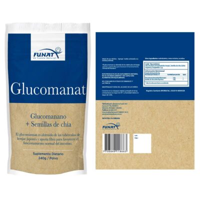 Glucomanat FUNAT polvo 165 g – glucomanano y semillas de chía, fibra natural para saciedad y tránsito intestinal