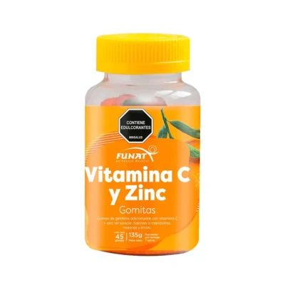 Gomitas Vitamina C y Zinc FUNAT frasco 45 gomitas 135 g – suplemento para inmunidad sabor mandarina naranja limón
